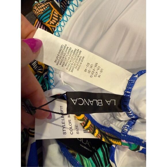 NWT La Blanca Neon Nights Off Shoulder Ruffle One Piece - Picture 6 of 9